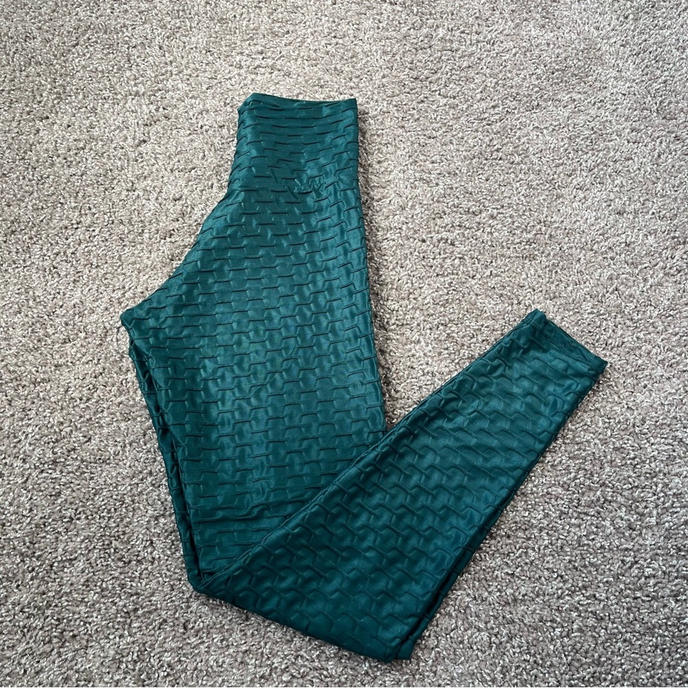 EUC Women's Booty By Brabants BBB Chrome Curvy Leggings in Emerald - OS